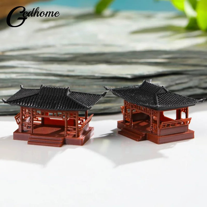 Miniatur-Pavillon-Figur, Bonsai-Ornament, Garten-Dekorationen, Mikro-Landschaft, Pavillon-Statue, Zen-Modell, Garten-Zubehör, Hof-Steingarten