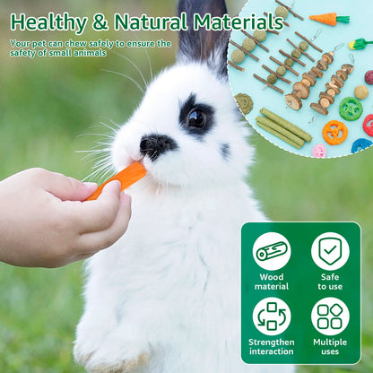 23 Pz Conigli Giocattoli Da Masticare Legno Piccolo Animale Domestico Noia Breaker Gabbia Accessori Pet Dente Rettifica Snack Cavia Drago Gatto Giocattolo Divertimento