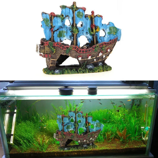 1PC Acquario Decor Acquario Decorazione Paesaggio Nave Pirata Naucchetta Nave Decorazione Nave Vintage Barca in Resina Ornamento