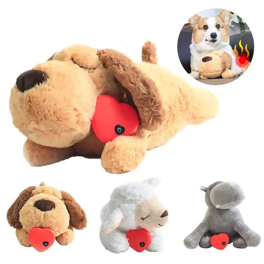 【Alívio dell'ansia calmante】 Peluche per cani con simulatore di battito cardiaco Caldo cucciolo di sonno Compagno di sollievo dallo stress Giocattolo coccoloso per ansioso