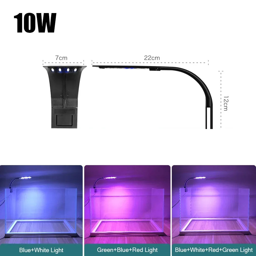 Superschlanke LED-Aquarium-Pflanzenleuchten, Wachstumslicht, 5 W/10 W/15 W, Aquarien-Pflanzenbeleuchtung, wasserdichte Clip-on-Lampe für Aquarien