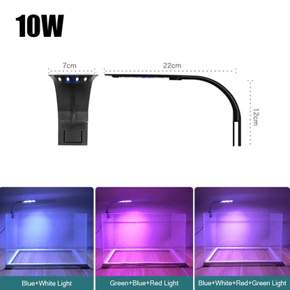 Superschlanke LED-Aquarium-Pflanzenleuchten, Wachstumslicht, 5 W/10 W/15 W, Aquarien-Pflanzenbeleuchtung, wasserdichte Clip-on-Lampe für Aquarien