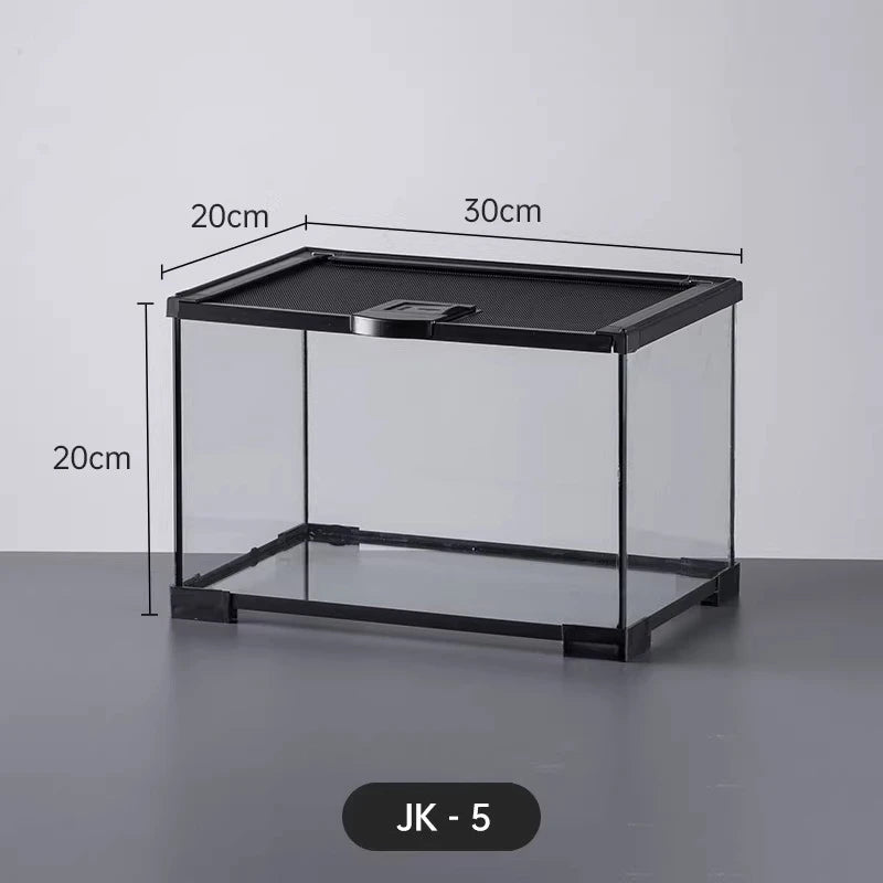 Professionelles Glas-Terrarium für Reptilien, geeignet für Chamäleons, Echsen und Schlangen, ideal für Hornfrösche und Wasserschildkröten, mit transparenter Belüftung.