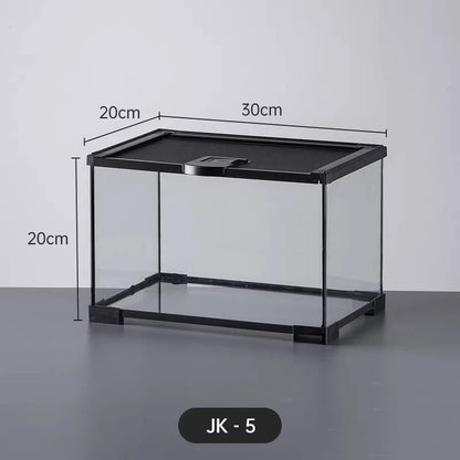 Professionelles Glas-Terrarium für Reptilien, geeignet für Chamäleons, Echsen und Schlangen, ideal für Hornfrösche und Wasserschildkröten, mit transparenter Belüftung.