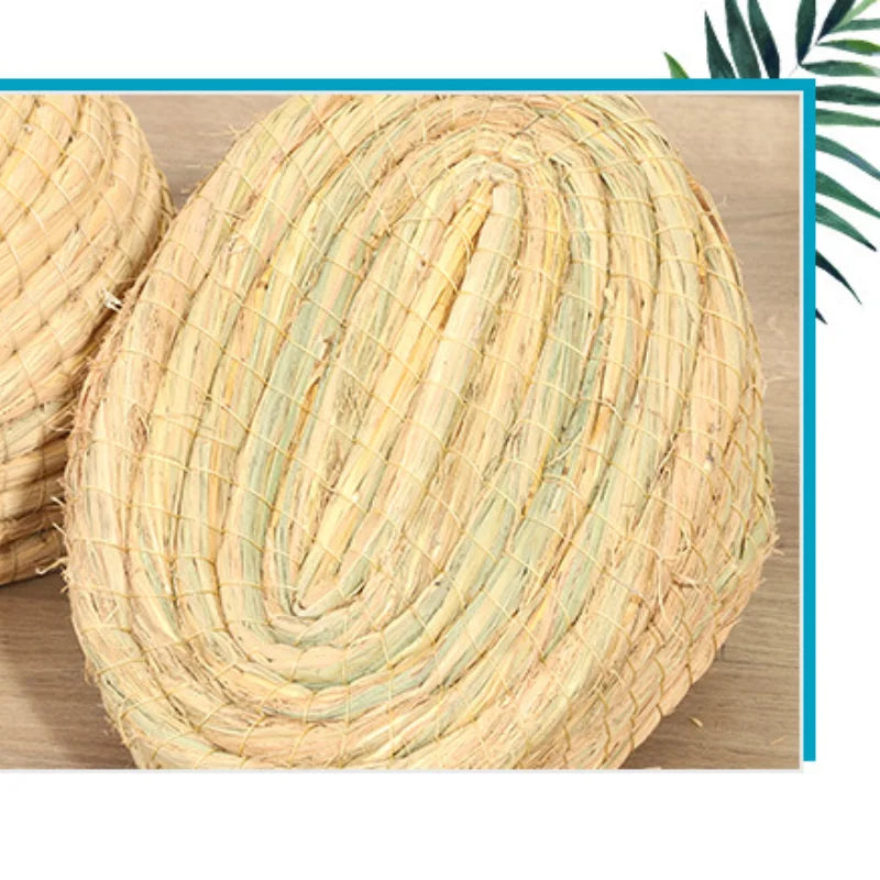 Nido per uccelli intrecciato in erba Nido per erba di coniglio Tappetino per erba Accessori per criceti Pantofole Nido di coniglio Coniglio Forniture per animali domestici calde invernali