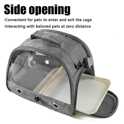 Gabbia per uccelli da viaggio portatile per trasporto di uccelli con vassoio Borsa per uccelli multifunzionale per pappagalli per piccoli animali domestici Trasportino per gatti da esterno