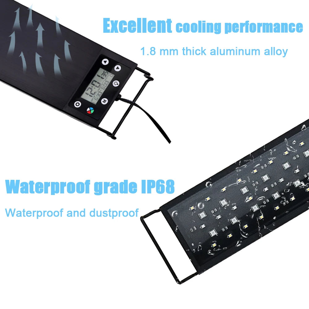 30-60 Zentimeter Aquarium 24/7 Vollspektrum LED-Beleuchtung Aquarium-Dekorationslampe für Wasserpflanzenwachstum IP68 Wasserdicht 100 V-240 V