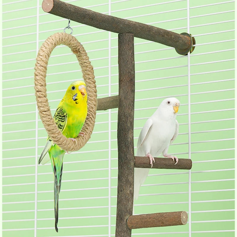 Papageienkäfig Schaukelspielzeug Leiter Haustier Vogel Kauspielzeug Baumwollfaden zum Aufhängen für Vögel Langeweile Brecher Käfig Hängender Kreis Ständer Spielzeug