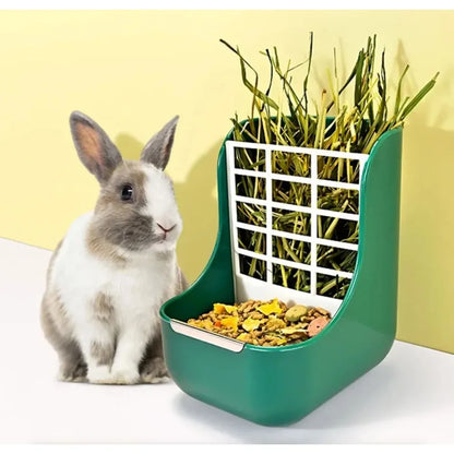 Kaninchen Grasrahmen Gestell Kaninchenfutter Heu Korb Futterspender Meerschweinchen Futternapf Zubehör 2 in 1 fester Grasrahmen Heu Kaninchen