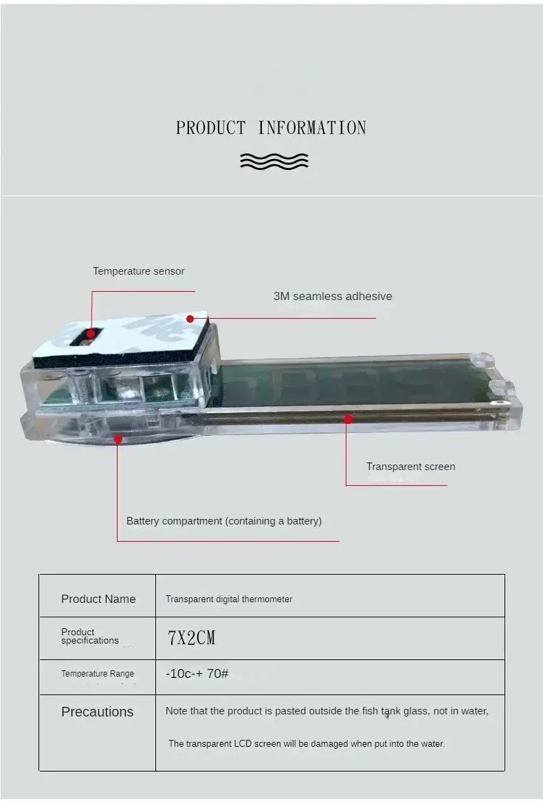 1 pz termometro per acquario elettronico LCD digitale misurazione della temperatura dell'acquario misuratore di temperatura dell'acquario accessori per acquari