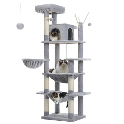 Grande albero per gatti per gatti grandi da interni Torre per gatti alta per gatti grassi con amaca super grande, alberi da arrampicata per gatti con tiragraffi