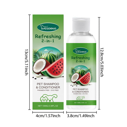 YEGBONG 2-in-1 Erfrischendes Shampoo und Spülung für Haustiere, Juckreiz stillend, feuchtigkeitsspendend, schmutzentfernend, Geruchsbalsam, Duschgel für Hunde