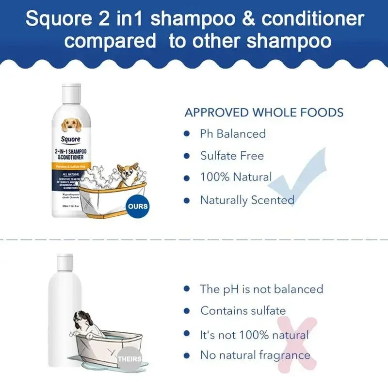 Welpen-Shampoo und -Conditioner, natürliches 2-in-1-Feuchtigkeitsshampoo, feuchtigkeitsspendendes Hundeshampoo für empfindliche Haut, pH-neutral