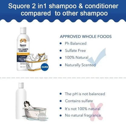 Welpen-Shampoo und -Conditioner, natürliches 2-in-1-Feuchtigkeitsshampoo, feuchtigkeitsspendendes Hundeshampoo für empfindliche Haut, pH-neutral