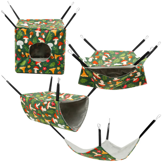 4 pezzi set di amaca per criceti lavabile porcellino d'India nascondiglio letto morbido furetto appeso nido per scoiattolo aliante cincillà