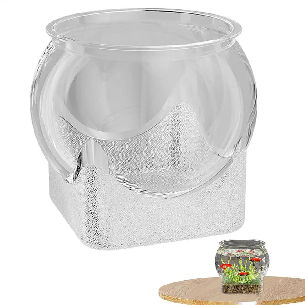 Ultra-transparente runde Fischschale, abnehmbares Desktop-Fischtank aus Kunststoff, 360-Grad-Sicht, kleiner Desktop-Aquarium, Tischdekoration
