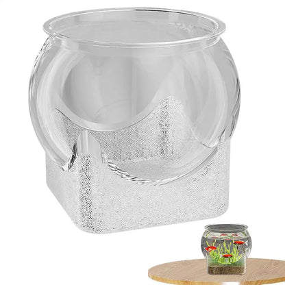 Ultra-transparente runde Fischschale, abnehmbares Desktop-Fischtank aus Kunststoff, 360-Grad-Sicht, kleiner Desktop-Aquarium, Tischdekoration