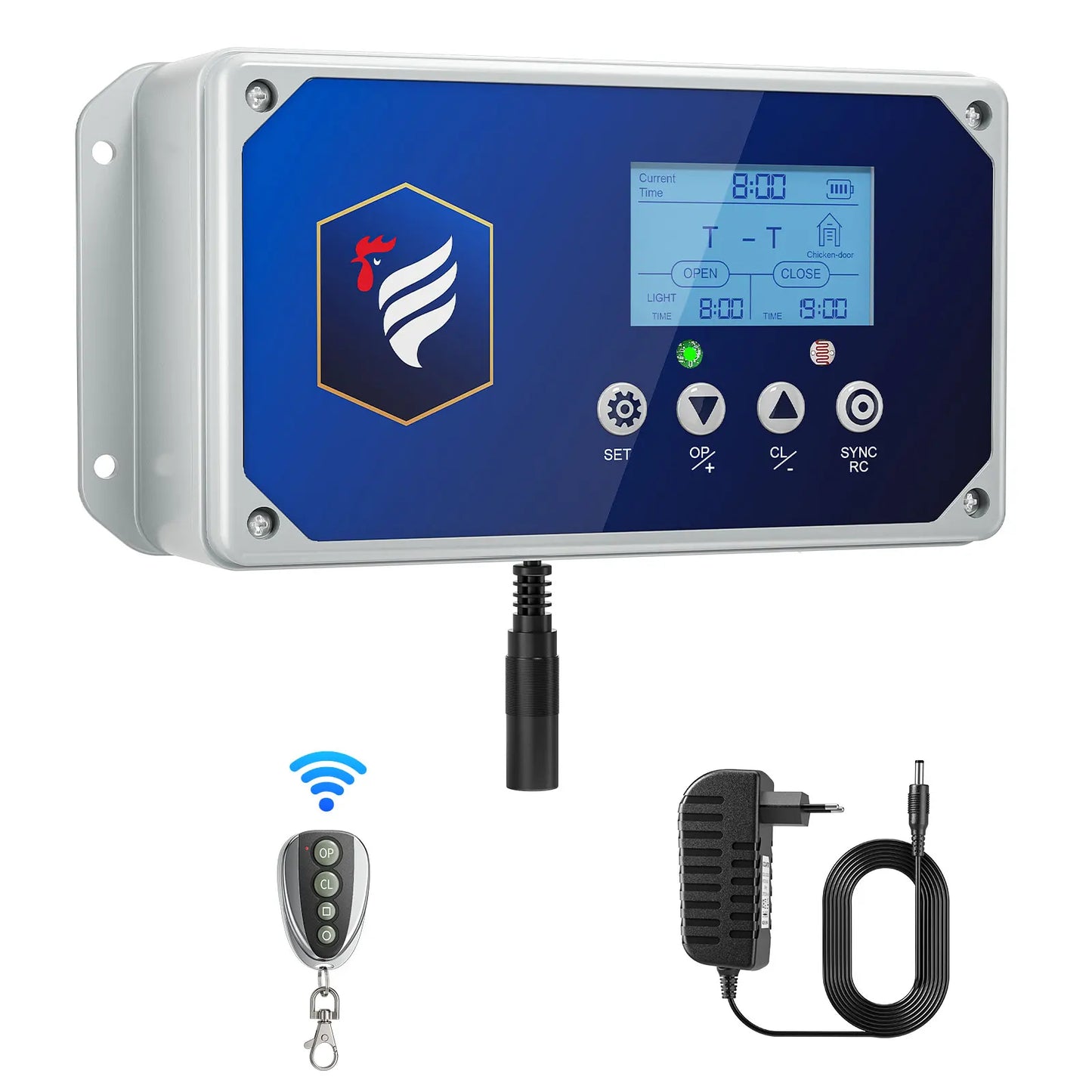 Hühnertür-Steuerbox, automatische Hühnertür, Hühnertür mit Fernbedienung und Zeitschaltuhr und Lichtsensor, 4 kg Zugkraft