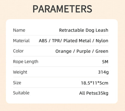 ROJECO 5M Guinzaglio automatico per cani Retrattile LED Luminoso Leading Cinghie luminose di moda per cuccioli di cane Pet Flexi Walking Running Piombo