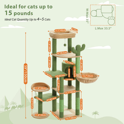Grande albero per gatti per gatti grandi da interni Torre per gatti alta per gatti grassi con amaca super grande, alberi da arrampicata per gatti con tiragraffi