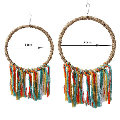 Animale domestico Uccello Pappagallo Giocattolo Corda di cotone Gabbia appesa Altalena Corda Anello Stand Arrampicata Giocattolo Calopsitte Masticazione Giocattolo di addestramento Forniture per uccelli