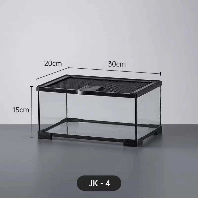 Professionelles Glas-Terrarium für Reptilien, geeignet für Chamäleons, Echsen und Schlangen, ideal für Hornfrösche und Wasserschildkröten, mit transparenter Belüftung.