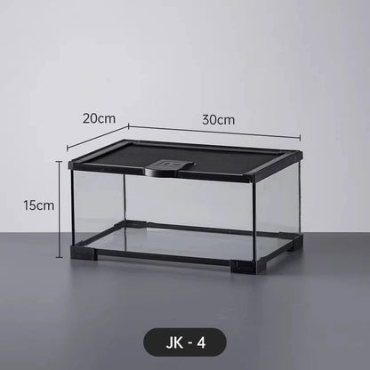 Professionelles Glas-Terrarium für Reptilien, geeignet für Chamäleons, Echsen und Schlangen, ideal für Hornfrösche und Wasserschildkröten, mit transparenter Belüftung.