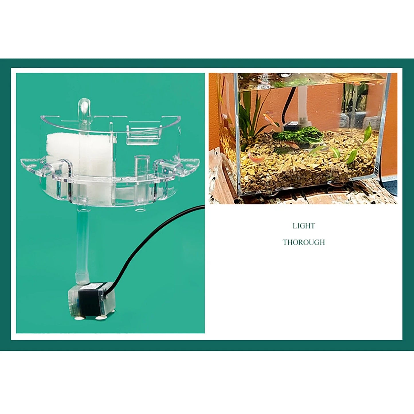 Mini-Tisch-Aquarienset mit Filterdeckel, Wasserpumpe 2,5 W, Tauchpumpe, umweltfreundliches transparentes Aquarium, Heimdekoration