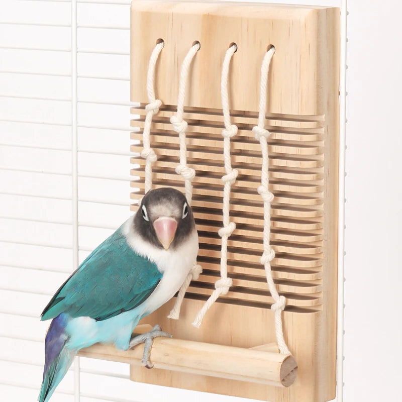 Bird Perches Platform with Climbing Ladder Bite toys Parakeet Cage Accessories Wooden Playing Gyms Exercise Parrot Cage Toys Set