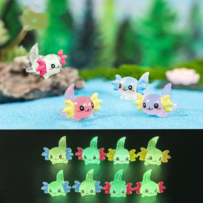 50-100PCS Leuchtende Axolotl Miniaturen Ambystoma Mexicanum Glow At Night Niedliche Tiere Aquarium Moos Mikrolandschaft Dekoration