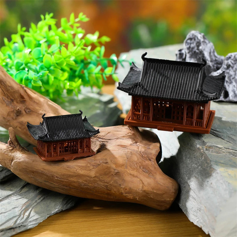 Miniatur-Pavillon-Figur, Bonsai-Ornament, Garten-Dekorationen, Mikro-Landschaft, Pavillon-Statue, Zen-Modell, Garten-Zubehör, Hof-Steingarten