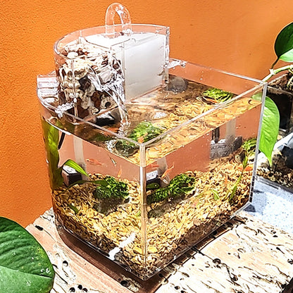 Mini-Tisch-Aquarienset mit Filterdeckel, Wasserpumpe 2,5 W, Tauchpumpe, umweltfreundliches transparentes Aquarium, Heimdekoration