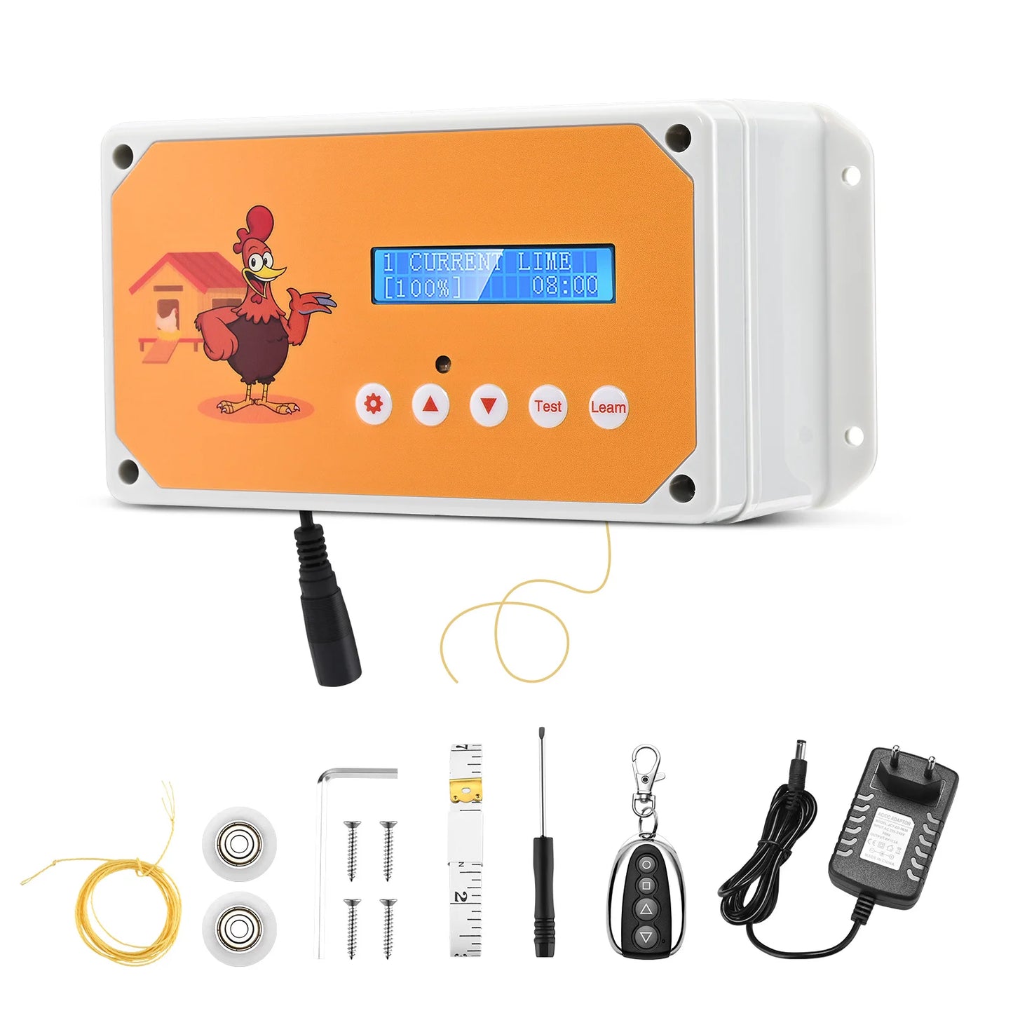Hühnertür-Steuerbox, automatische Hühnertür, Hühnertür mit Fernbedienung und Zeitschaltuhr und Lichtsensor, 4 kg Zugkraft