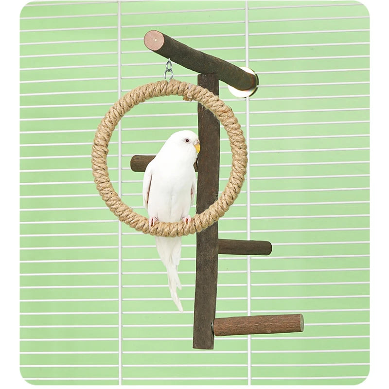 Gabbia per pappagalli Altalena Giocattolo Scaletta Giocattolo da masticare per uccelli da compagnia Filo di cotone appeso per uccello Noia Gabbia per rompere il cerchio sospeso Giocattolo