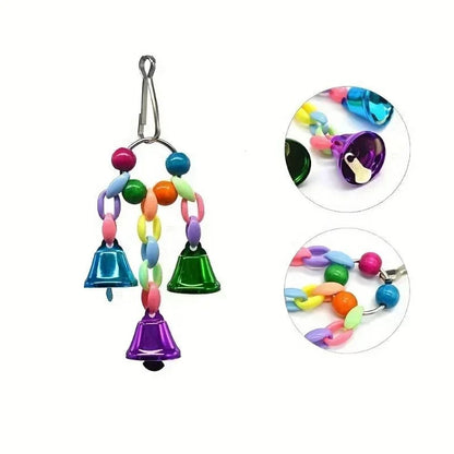 Parrot Bells Spielzeug Vogelkäfig Spielzeug mit Glockenklang Bunte Holzperlen für Unzertrennliche Graupapageien Kakadus Wellensittich-Zubehör