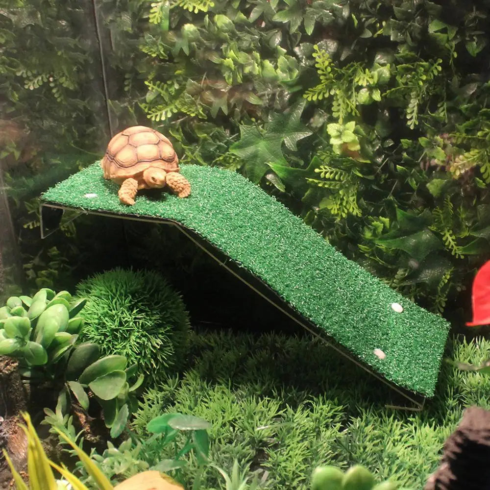 Schildkrötenplattform Simulation Rasenrampe Schildkrötenruheterrasse Reptilienrasen Kletterleiter Aquatische Schildkröte Tank Zubehör