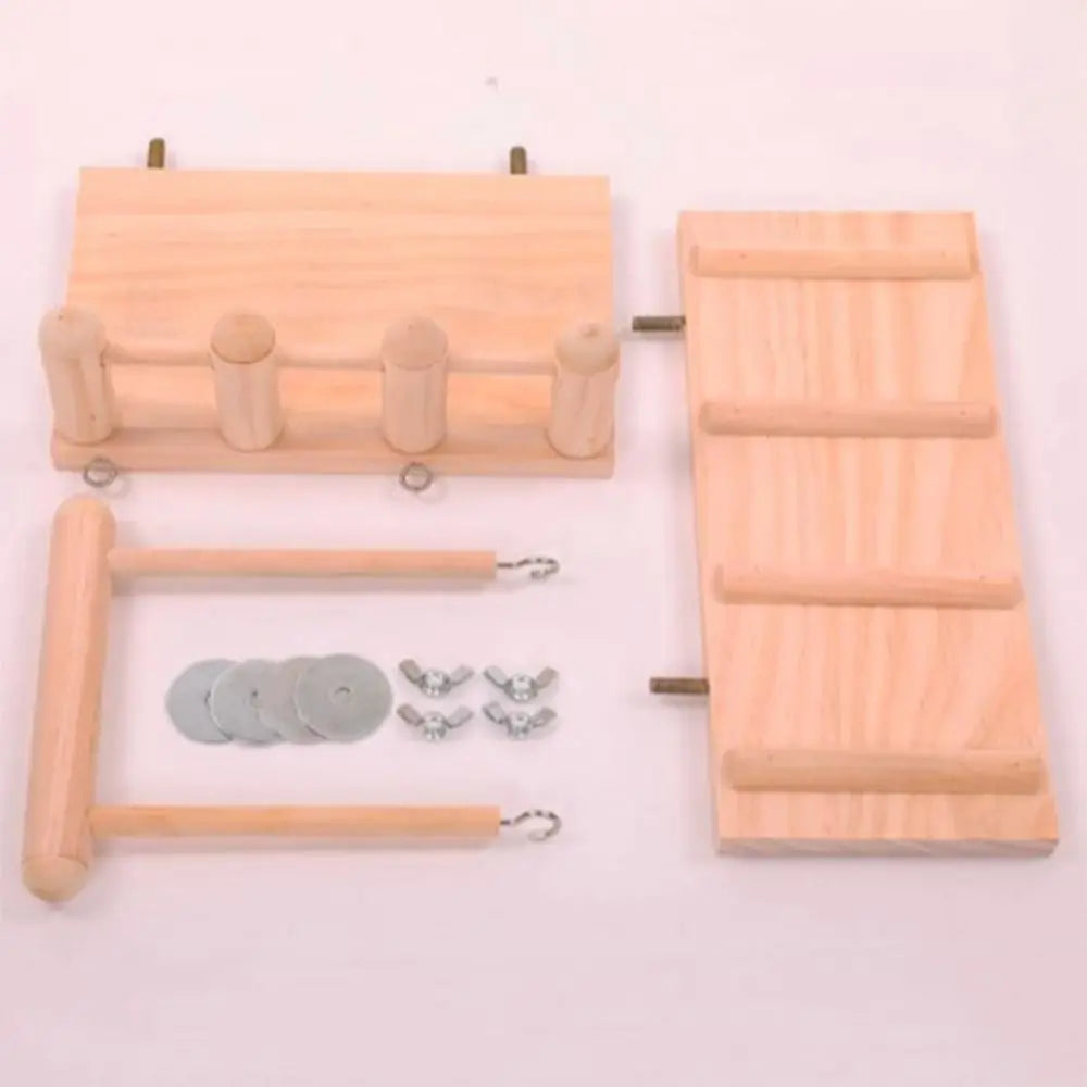 Vogelstangen Plattform Schaukel Kletterleiter Papageienkäfig Zubehör Holz Spielplatz Turnhalle Übungsständer Papageienkäfig Spielzeug Set