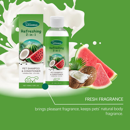 YEGBONG 2-in-1 Erfrischendes Shampoo und Spülung für Haustiere, Juckreiz stillend, feuchtigkeitsspendend, schmutzentfernend, Geruchsbalsam, Duschgel für Hunde