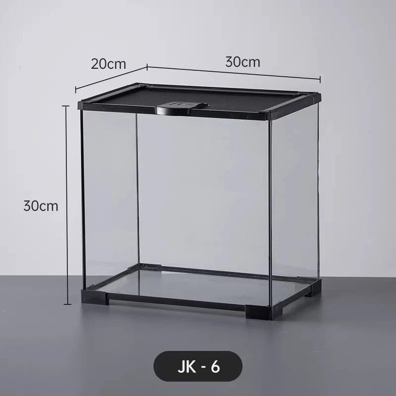 Professionelles Glas-Terrarium für Reptilien, geeignet für Chamäleons, Echsen und Schlangen, ideal für Hornfrösche und Wasserschildkröten, mit transparenter Belüftung.