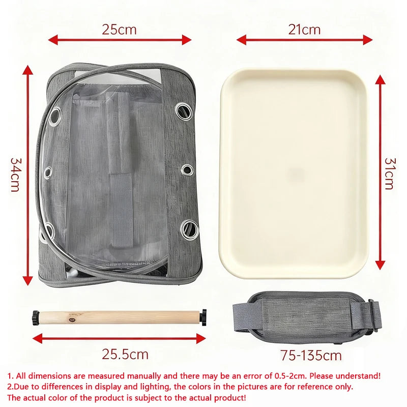 Gabbia per uccelli da viaggio portatile per trasporto di uccelli con vassoio Borsa per uccelli multifunzionale per pappagalli per piccoli animali domestici Trasportino per gatti da esterno