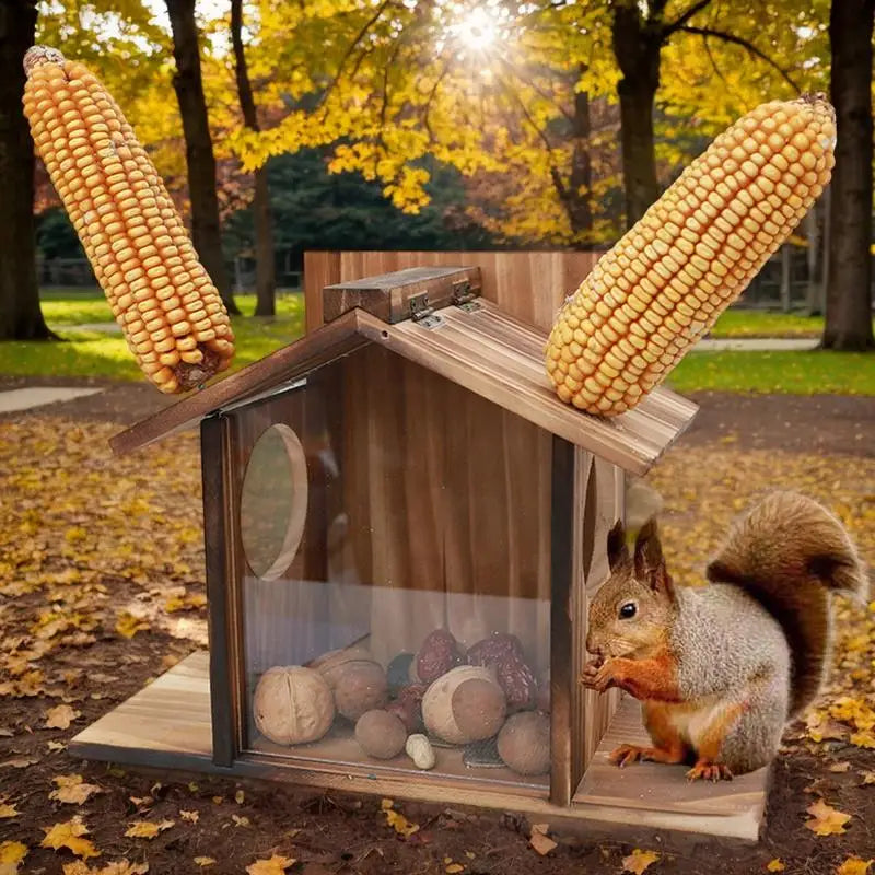 Eichhörnchen-Futterbox, Futterhaus für den Winter im Freien, Eichhörnchenfutterspender, große Futterbox, wasserdichte Tischfutterstation für Eichhörnchen und Vögel