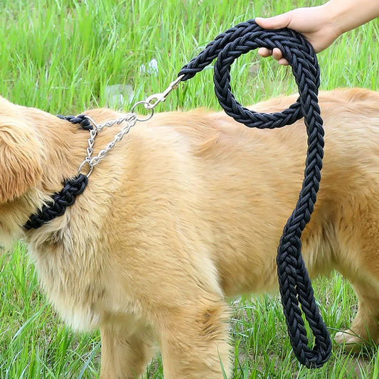 Guinzaglio per cani guinzaglio in corda intrecciata in Nylon a otto fili durevole per cani di grossa taglia guinzaglio per cani resistente per addestramento a piedi Pet nero verde