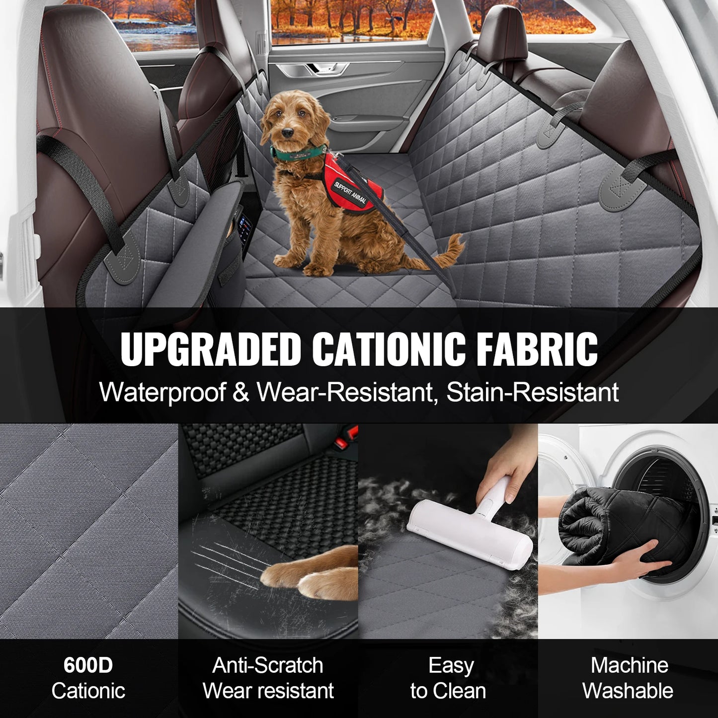 SucceBuy Prolunga per sedile posteriore per cani Amaca per cani per sedile posteriore per auto Coprisedile per auto con fondo rigido impermeabile per sedile posteriore