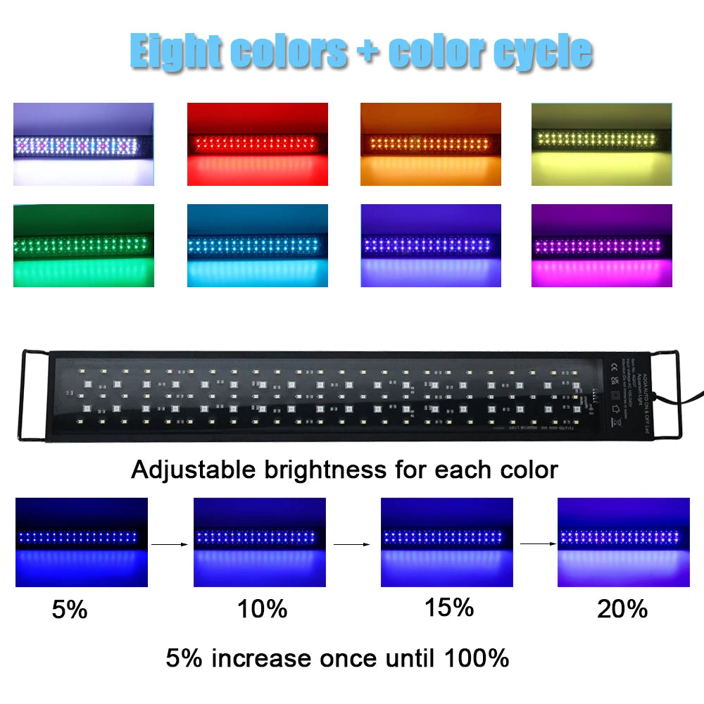 30-60 Zentimeter Aquarium 24/7 Vollspektrum LED-Beleuchtung Aquarium-Dekorationslampe für Wasserpflanzenwachstum IP68 Wasserdicht 100 V-240 V
