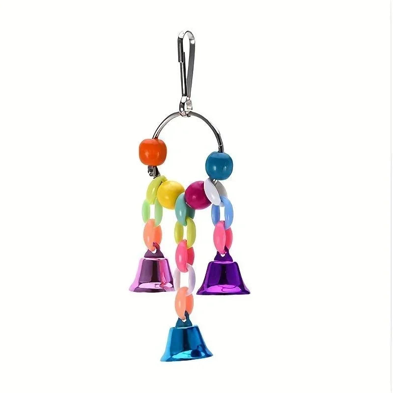Parrot Bells Spielzeug Vogelkäfig Spielzeug mit Glockenklang Bunte Holzperlen für Unzertrennliche Graupapageien Kakadus Wellensittich-Zubehör