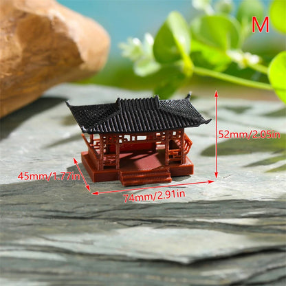 Miniatur-Pavillon-Figur, Bonsai-Ornament, Garten-Dekorationen, Mikro-Landschaft, Pavillon-Statue, Zen-Modell, Garten-Zubehör, Hof-Steingarten