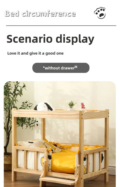 Letto principessa in legno massello a 2 strati per animali domestici Forniture universali per cani e gatti Comodo nido per cani traspirante Comoda scala da arrampicata