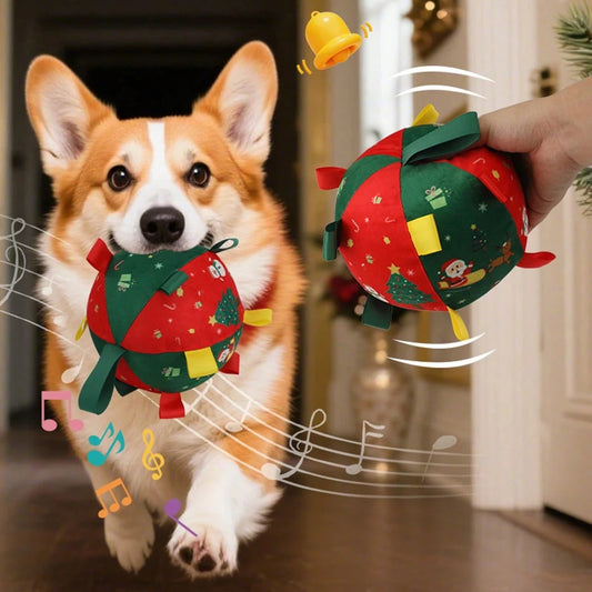 Giocattoli interattivi natalizi per cani striduli con campana per cani da masticare per alleviare l'ennui, giocattoli da masticare per la pulizia dei denti, giocattoli per animali domestici per cani
