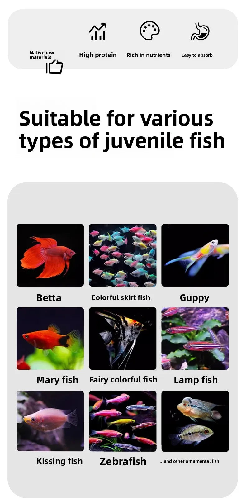 Cibo istantaneo per pesci tropicali sensibili