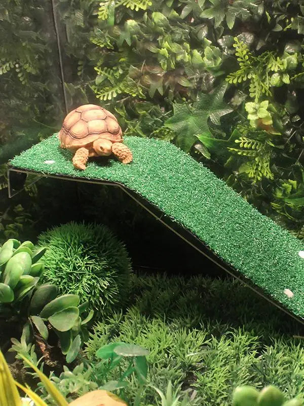 Schildkrötenplattform Simulation Rasenrampe Schildkrötenruheterrasse Reptilienrasen Kletterleiter Aquatische Schildkröte Tank Zubehör